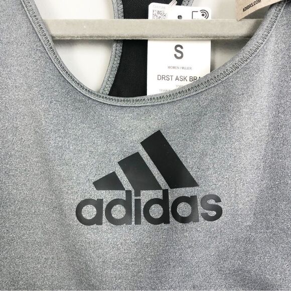 ADIDAS | NEW! Gray & Black Racerback Logo Sports Bra Women’s Size Small - Picture 5 of 10